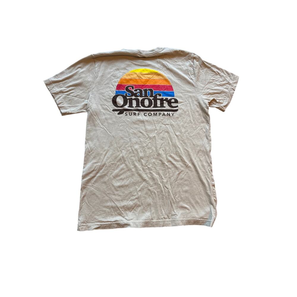 San Onofre Men’s Medium Graphic T-Shirt Sunset Surf California Beige Tee